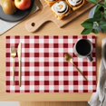 thumbnail image 2 of Red Farmhouse Placemats Set of 8 Gradient Buffalo Plaid Lattice Grid Place Mats Indoor Wipeable Table Mats Washable Cloth Dining Table Placemats for Kitchen Holiday Party Home Decor 13x19 Inch, 2 of 9