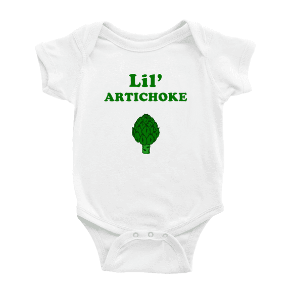 Cute Baby Bodysuit Lil' Artichoke Vegetable Funny Boy & Gril Baby One Piece (White, 18-24 Months)