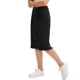 thumbnail image 4 of Falda de mezclilla para mujer INSPIRE CHIC, con botones, con borde deshilachado, en línea H, hasta la rodilla, casual, de mezclilla, color negro, 4 of 6
