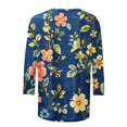 thumbnail image 5 of HLKJKLS Long Sleeve Shirts For Women 3/4 Sleeve Spring Print Round Neck Loose T Shirt Fashion Polyester Spandex Casual Blue S-3Xl, 5 of 7