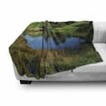thumbnail image 3 of Hobbits Soft Flannel Fleece Blanket, Hobbit Land Village House by Lake with Stone Bridge Farmhouse Cottage New Zealand, Cozy Plush for Indoor and Outdoor Use, 50" x 60", Green Blue, by Ambesonne, 3 of 6