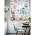 thumbnail image 4 of Octopus Coastal Sheer Curtains 72 Inch Length 2 Panels for Living Room, Summer Beach Ocean Shell Jellyfish Starfish Voile Kitchen Curtain Set, Luxury Privacy Drapes Window Treatment for Bedroom, 4 of 7