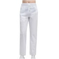 thumbnail image 3 of Maean Women's Straight Wide Leg Pants Casual Loose Elastic Waist Drawstring Trendy Comfy Work Trousers, 3 of 4