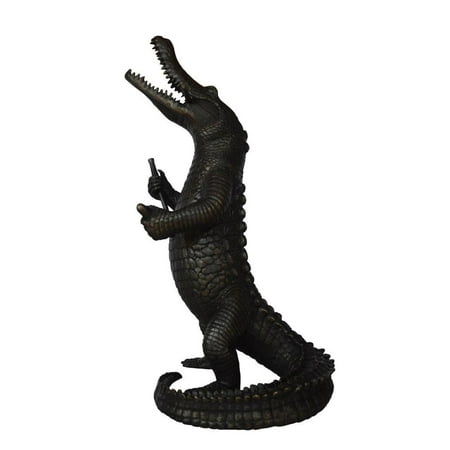 Alligator having fun bronze statue - fountain - Size: 15
