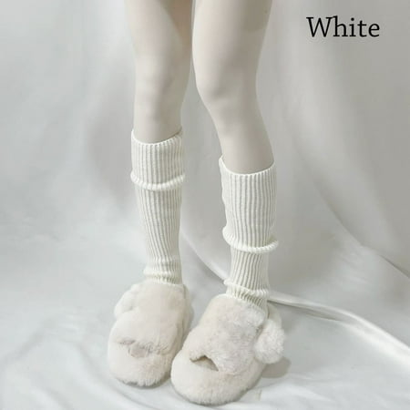 1 Pair Warm Winter Autumn Gaiters Leg Warmers Knee High Socks Leggings Long Footless Socks WHITE
