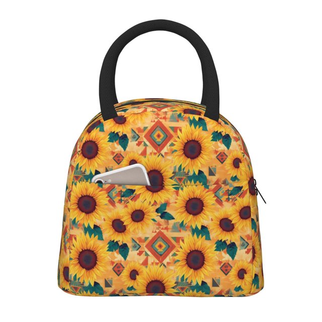 Disketp Bohemian Sunflower Bolsa Térmica para Almuerzo, Lonchera con Abertura Amplia y Gran Capacidad, Organizador Reutilizable para Mujeres, Hombres y Adultos