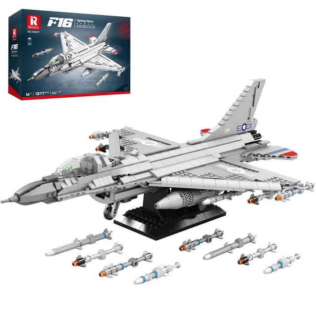 Set de construcción Reobrix F-16 Fighter Jet con 1377 piezas para niños mayores de 14 años