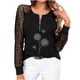 thumbnail image 1 of Blusa informal de manga larga con estampado de encaje y cuello redondo para mujer con cremallera Pompotops  gfhjh18980, 1 of 6