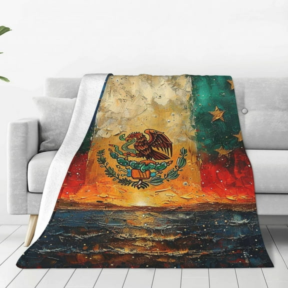 Mexico Flag Mexican Starry Throw Blanket Soft Warm Cozy Fluffy Flannel Fleece Cover for Couch Bed Sofa Chair 60x50
