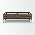 thumbnail image 2 of Arelius Rectangular Glass-Top Medium Brown Wood Metal Base Coffee Table, 2 of 6
