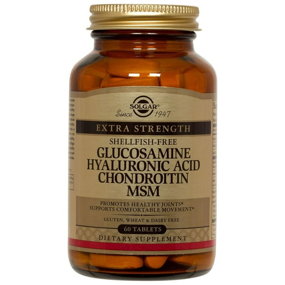 Solgar glucosamine hyaluronic acid chondroitin msm shellfish free 60 tablets