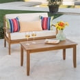 thumbnail image 4 of Afuera Living Modern / Contemporary Outdoor Teak Loveseat & Coffee Table Set, 4 of 11