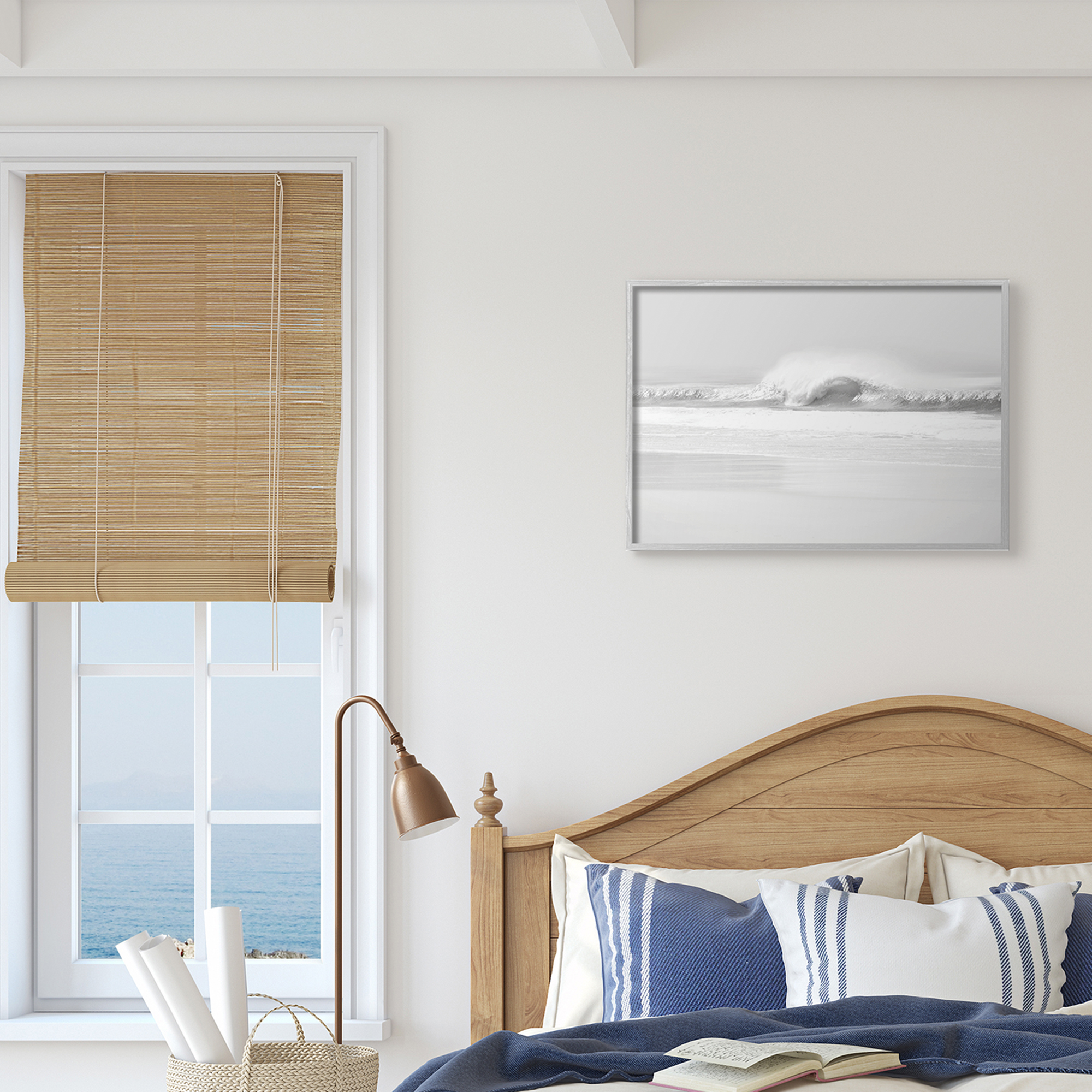 Stupell Industries Waves Crashing onto Beach Black and White,16 x 20,Designed by Maggie Olsen