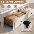 thumbnail image 5 of HSUNNS Full Size Bed Frame with Minimalist Headboard, Farmhouse Bedroom Furniture, Strong Wood Slats Support, Platform Bed with Storage Chest with 2 Drawers, No Box Spring Needed, Pure White, 5 of 12