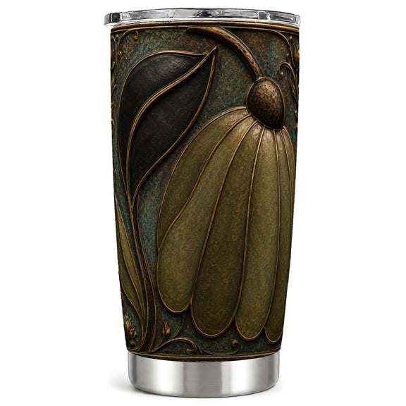 Vintage Coneflower Tumbler 20oz, Floral Tumbler, Stainless Steel Travel Cup