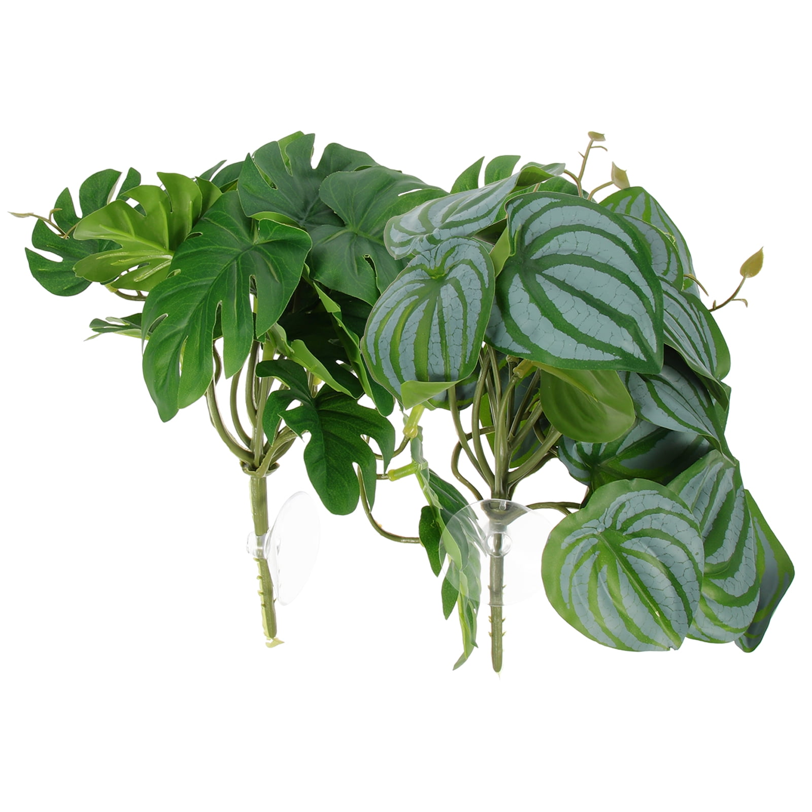 2Pcs Reptile Tank Fake Leaves Decorative Reptile Plants Simulated