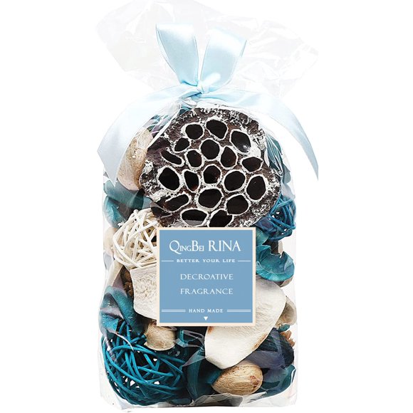 Qingbei Rina Spring Potpourri Bags, Ocean Breeze Scented Potpourri Bowl Filler,Beach Coastal Blue Vase Filler,Home Fragrance Sachet of Petal,Bathroom Easter Decor,9.9 Oz
