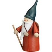 German incense smoker wanderer gnome, height 16 cm / 6 inch, original Erzgebirge by Seiffener Volkskunst