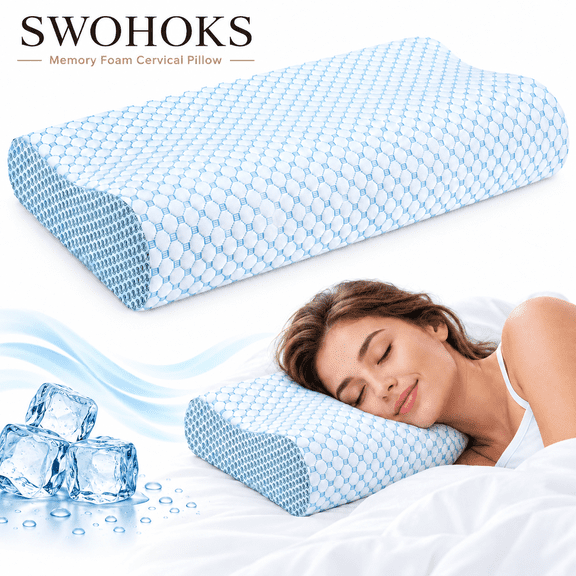 SWOHOKS Memory Foam Cervical Pillow| Contour Neck Support| 11.8" x 19.7"