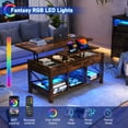 thumbnail image 2 of ChVans Lift Top Coffee Table with LED Lights/Charging Station, 42" Multi-Function Living Room Tables with Storage, Farmhouse Dining Table with Hidden Compartment, 2 of 8