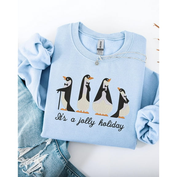 Embroidered Mary Poppins Penguins sweatshirt: Cute penguins shirt "its a jolly holiday"