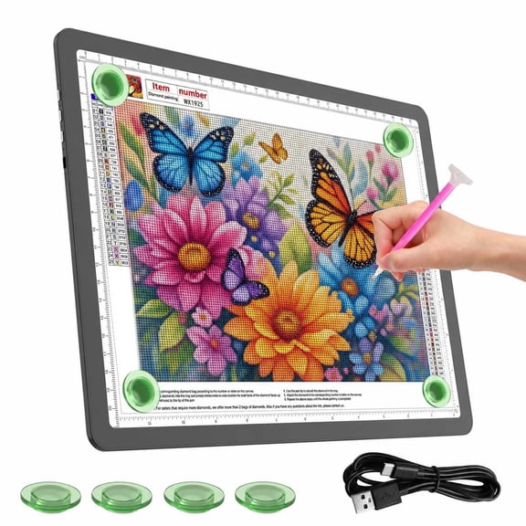 KOBAIBAN A4 Magnetic Light Board with Side Buttons – Super Bright Lightbox for Tracing and Drawing, Diamond Painting, Weeding Vinyl – USB Powered