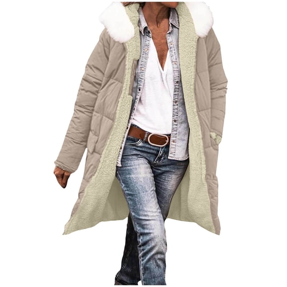 yardsong Veste Réversible Doublée en Sherpa - Manteau d'Hiver Surdimensionné Rembourré en Duvet pour Femme Kaki,TTTG