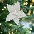 thumbnail image 4 of Christmas Glitter Flower Ornament – Simulation Floral Décor for Tree, Wreath, Table, or Holiday Party Scene, Home Decor, 4 of 5