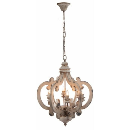 

Antiqued Wood And Metal Chandelier White