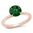 thumbnail image 2 of 2 ct Round Cut Simulated Emerald Solitaire 14K Rose Gold Womens Engagement Ring, 2 of 5