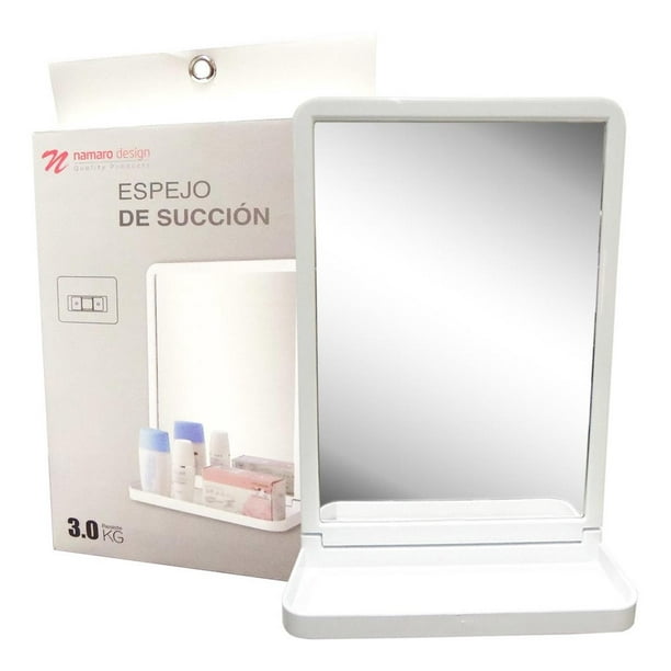 Espejo De Succion Blanco Con Repisa Para Baño Namaro Design Namaro Design BA-445791