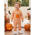 thumbnail image 3 of Loicainy Infant Baby Boy Halloween Romper 3 6 12 18 Months Long Sleeve Crew Neck Stripes Embroidery Pumpkin Clothes, 3 of 8