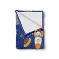 thumbnail image 2 of Cartoon Soft Flannel Fleece Throw Blanket, Outer Space Themed Moon Spaceship and UFO Pattern on Bullseye Circles Backdrop, Cozy Plush for Indoor and Outdoor Use, 50" x 70", Multicolor, by Ambesonne, 2 of 6