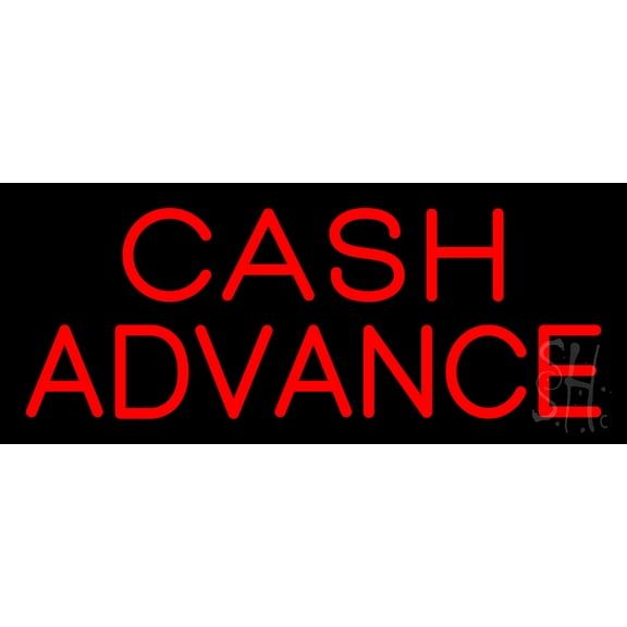 Cash Advance Red LED Neon Sign 6 x 15 - inches, Black Square Cut Acrylic Backing, with Dimmer - Bright and Premium built indoor LED Neon Sign for Pawn store interior decor, and stroefront.