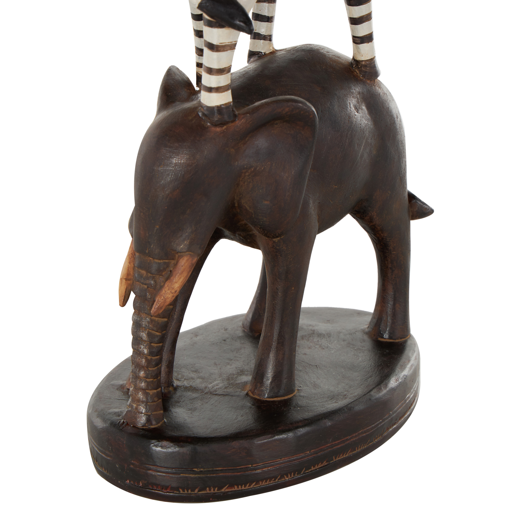 6" x 21" Black Polystone Stacked Safari Animals Sculpture with Round Base, by DecMode