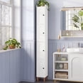 thumbnail image 2 of KAMEROUT Tall Narrow Storage Cabinet, Slim Bathroom Storage Organizer with Adjustable Shelves & 4 Leveling Feet, Freestanding Cabinet for Small Spaces, Kitchen, Living Room, White, 2 of 7