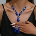 thumbnail image 3 of Nvzi Conjuntos de joyas de novia con diamantes de imitación, collar de cristal, pendientes, conjuntos de joyas para bodas,fiesta de noche, conjunto de joyas de graduación, azul, 3 of 4