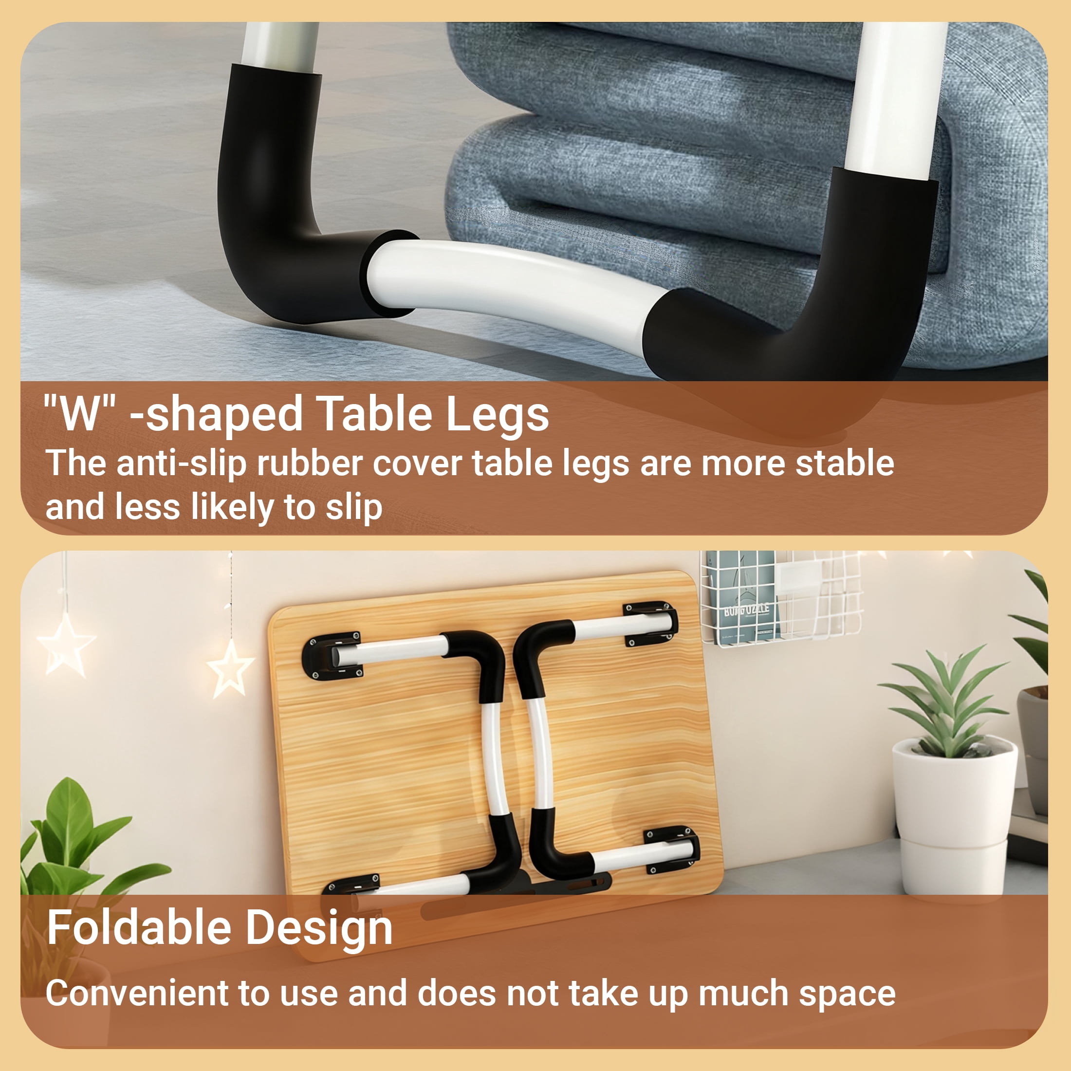 Lap Desk, Foldable 23.6 Inch Portable Bed Desk, Laptop Table Portable Desk for Working Reading Writing, Eating