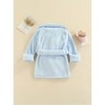 thumbnail image 4 of Kmbangi Kids Flannel Bathrobe, Solid Color/Leopard Print Pocket Robe with Belt, 4 of 8
