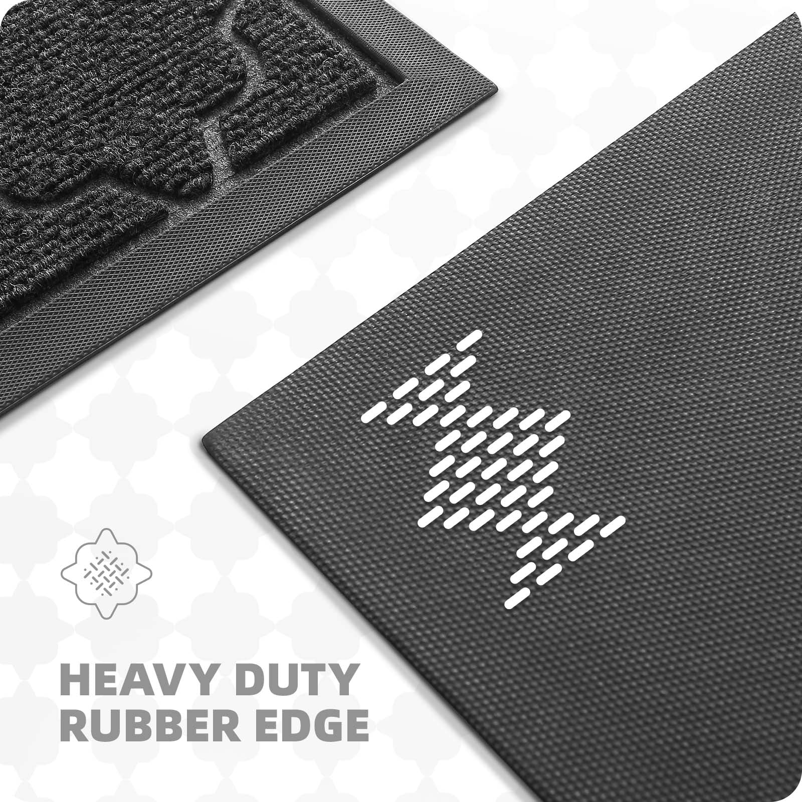 PABUBE Welcome Mat Front Door Mat Non-slip Doormat, Low Profile Outdoor Doormat Entry Rug for Entryway, Patio, Black Gray, 24" x 36"