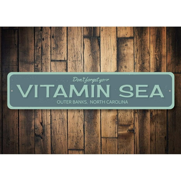 Vitamin Sea Novelty Decor, Metal Wall Sign - 4x18 Inches