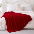 thumbnail image 2 of AUQ Red Fleece Throw Blanket 50"×60"For Couch Sofa Bed,Super Soft Cozy Plush Microfiber Flannel Blanket with Stripes Design Lightweight for Adults,Woman,Girls, 2 of 7