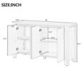 thumbnail image 4 of 4 Doors Buffet Cabinet with Storage, 59" Large Kitchen Sideboard Cabinet with Adjustable Shelf, Coffee Bar Cabinet with Distressed Finish for Living Room, Navy, 4 of 8