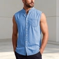 thumbnail image 2 of Tisuna Mens Sleeveless Shirts Button Down Breathable Casual Summer T-Shirts Mens Classic Collared Casual Shirts With Pocket For Sport Athletic Light Blue Size Xxl, 2 of 5
