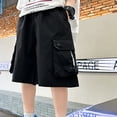 thumbnail image 2 of Kids Cargo Shorts Boys Black Shorts Elastic Waist Wide Leg Boys Sports Shorts Boys Clothes Size 9-10 Years Summer&nbsp;Clothing, 2 of 5
