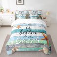 thumbnail image 2 of Manfei Beach Marine Bedding King Size, Lodge Cabin Bedding Sets King Size, Seashell Starfish Reversible Comforter Sets with Sheets, Super Cozy Room Decoration, 7-Piece, 2 of 6