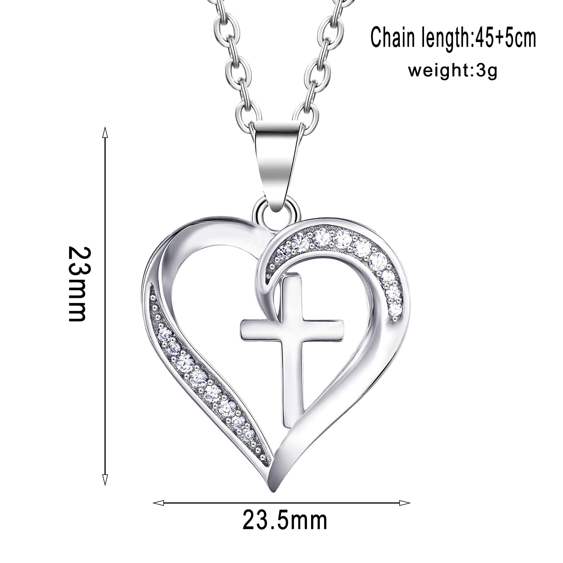 NICKSUN Heart Cross Necklace for Women Baptism Confirmation Easter Gifts