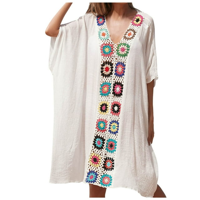 SHIXIAOO Paréo pour Femmes pour Plage Piscine Maillot de Bain Blouse Contrastée Dégradée Robe Crochetée de Plage Pantalon Transparent Paréo Maillot de Bain Filles pour Adolescentes Paréo Kimono pour Femmes