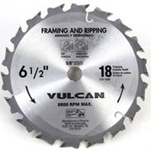

Vulcan Smooth Cut Circular Saw Blade 6-1/2 In Dia 18 Teeth 5/8 In Arbor