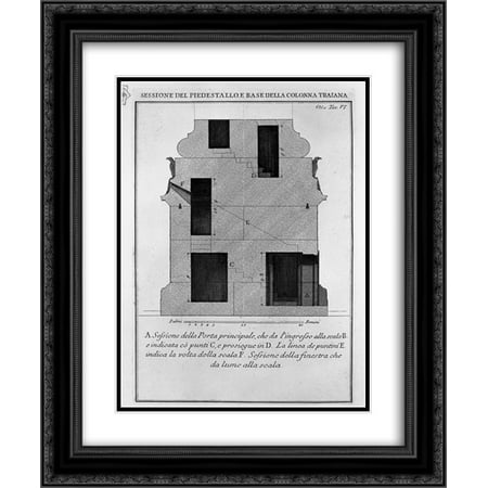 Above The Door Art Giovanni Battista Piranesi 2x Matted 20x24 Black Ornate Framed Art Print 'Section as above, the main door and window' ()